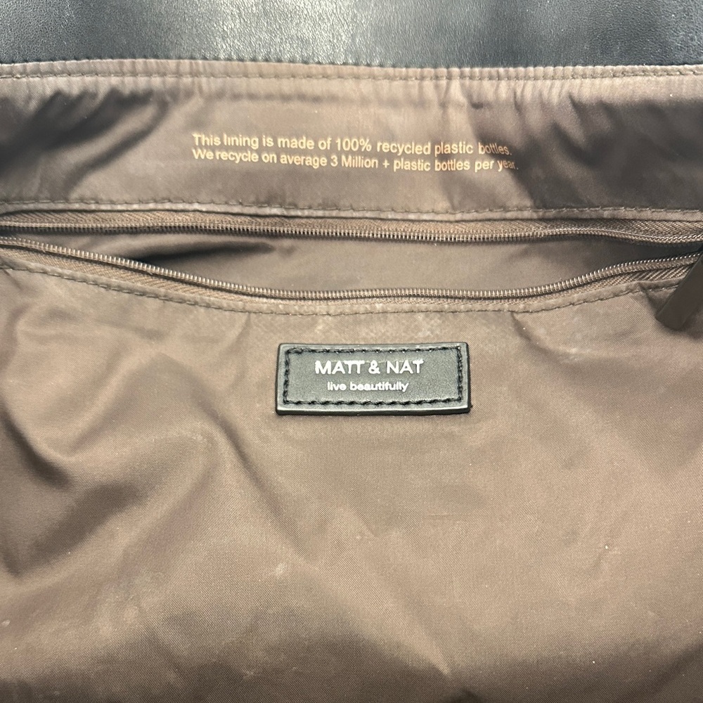 Matt & Nat France Tote Bag Vegan Faux Leather Double Shoulder Strap Purse Black - Picture 8 of 11